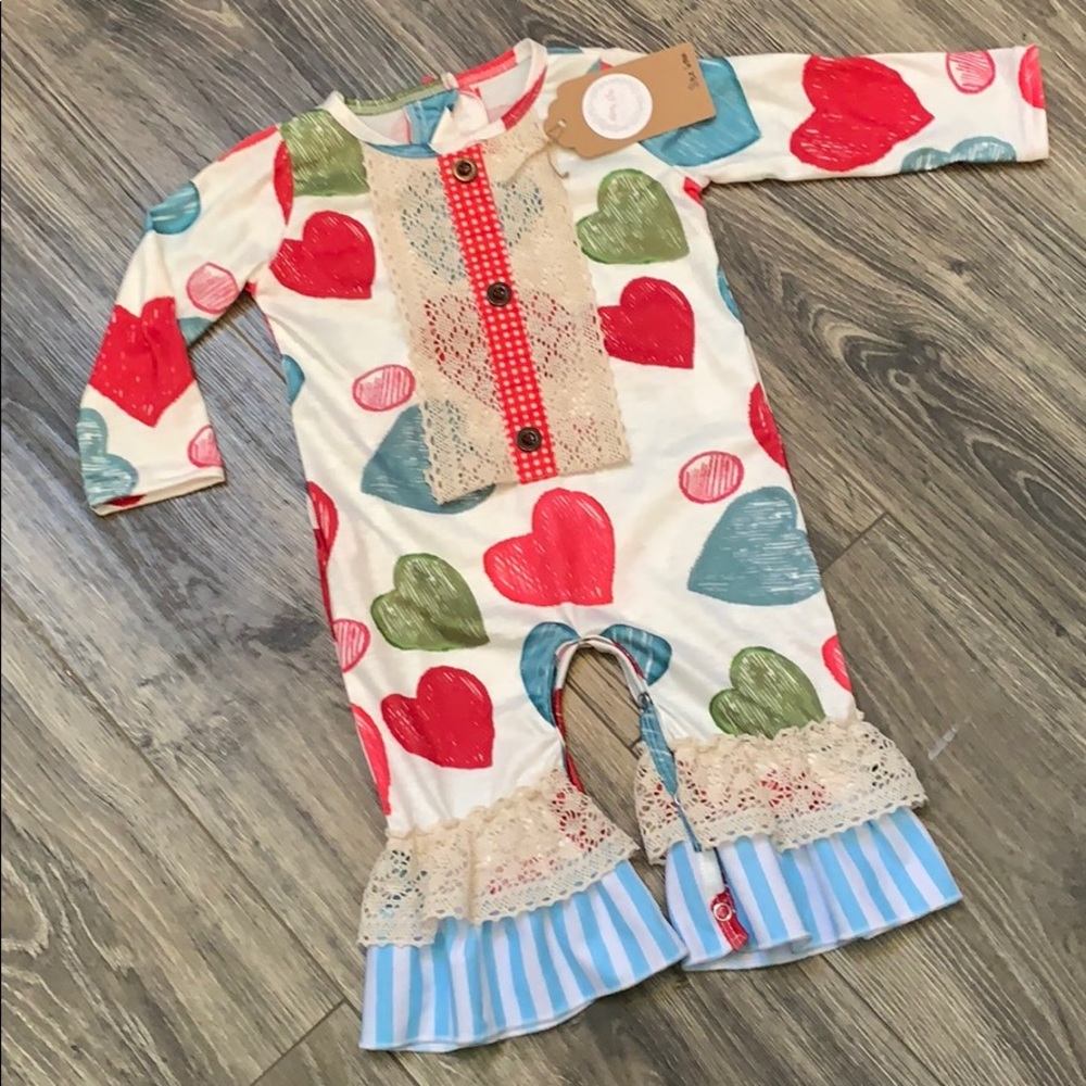 Baby girls boutique heart romper